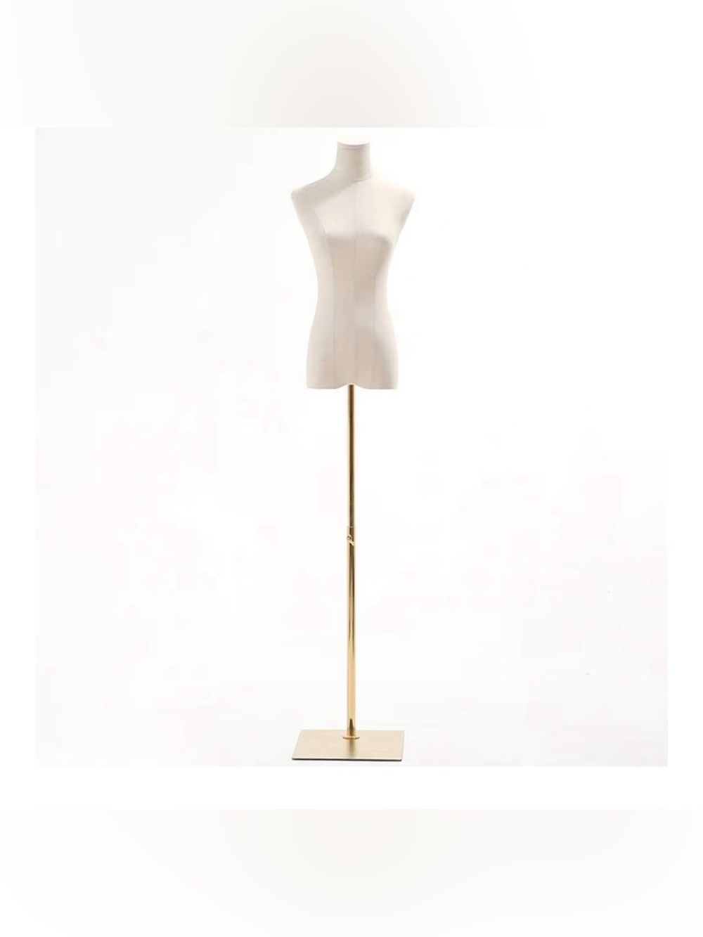 Adjustable Gold Floor Dress Form with Cream unisex Torso